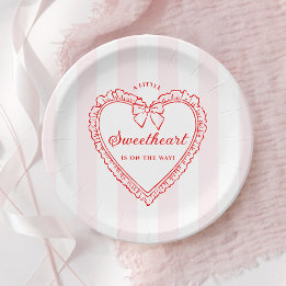 Little Sweetheart Baby Shower Paper Plates Papieren Bordje