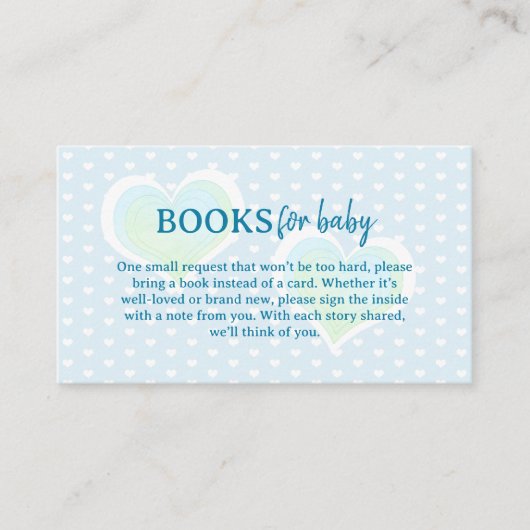 Little Sweetheart Blue Baby shower Boeken voor Bab Informatiekaartje (Voorkant)