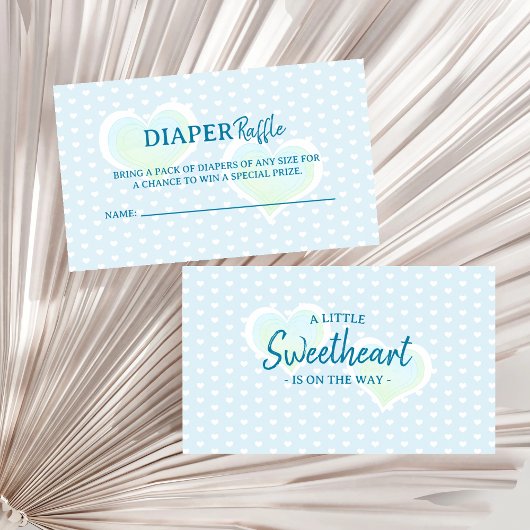 Little Sweetheart Blue Baby shower Luier Raffle Informatiekaartje