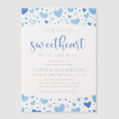 Little Sweetheart Blue Boy Valentijn Baby shower Vellum Uitnodigingen (Voorkant)
