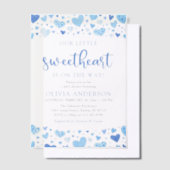 Little Sweetheart Blue Boy Valentijn Baby shower Vellum Uitnodigingen (Offset)