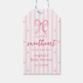 Little Sweetheart Bow Baby Shower Gift Tags Cadeaulabel