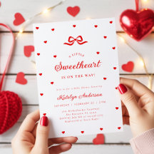 Little Sweetheart Bow Baby Shower Invitation