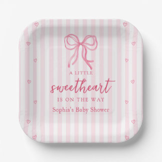 Little Sweetheart Bow Baby Shower Paper Plates  Papieren Bordje