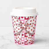 Little Sweetheart Bow hart geblokt Paper Cup Papieren Bekers (Voorkant)