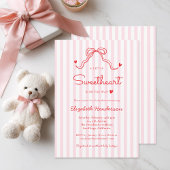 Little Sweetheart Bow Pink Valentine's Baby Shower Kaart