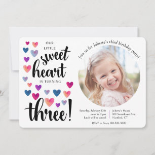 Little Sweetheart derde verjaardag uitnodiging