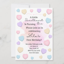 Little Sweetheart First Birthday Party Invitation