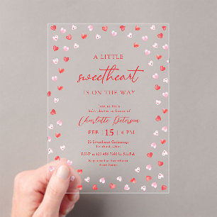 Little Sweetheart Girl Baby Shower Uitnodiging Acryl Uitnodigingen