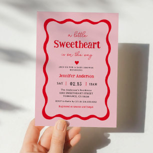 Little Sweetheart Heart Girl Baby shower Kaart