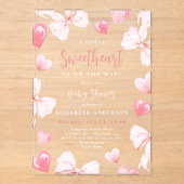 Little Sweetheart Pink Bow Baby Shower Invitation (Recto)