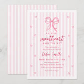 Little Sweetheart Pink Bow Baby Shower Invitation (Devant / Derrière)