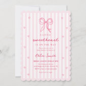 Little Sweetheart Pink Bow Baby Shower Invitation (Devant)