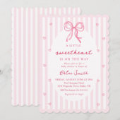 Little Sweetheart Pink Bow Baby Shower Invitation (Devant / Derrière)