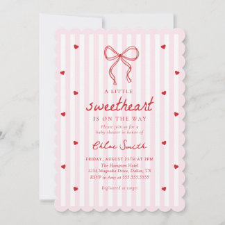 Little Sweetheart Pink Bow Baby Shower Invitation Kaart