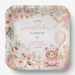 Little Sweetheart Pink Floral Beer Baby shower Papieren Bordje