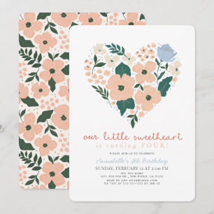 Little Sweetheart Pink Floral Meisje Verjaardag Kaart