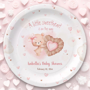 Little Sweetheart Roze Baby shower Papieren Bordje