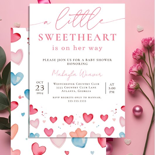 Little Sweetheart Schattige Heart Pattern Baby sho Kaart