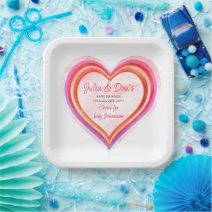Little Sweetheart Valentijn Waterverf Baby shower Papieren Bordje