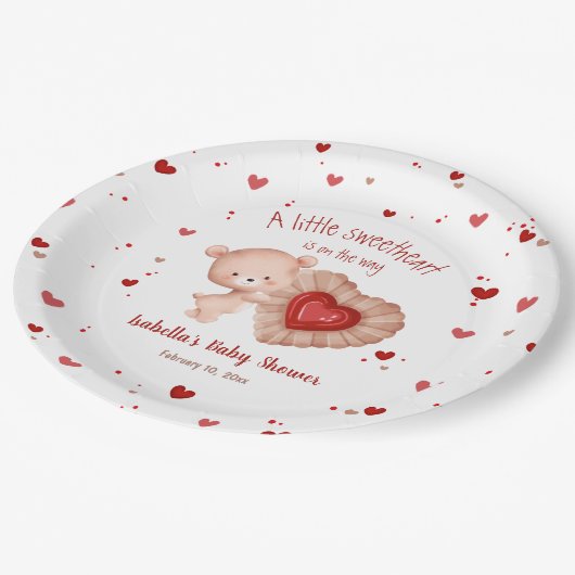 Little Sweetheart Valentijns Baby shower Rood Papieren Bordje (Gekanteld)