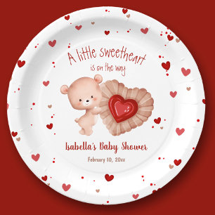 Little Sweetheart Valentijns Baby shower Rood Papieren Bordje