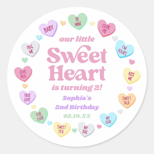Little Sweetheart Valentijnsdag verjaardagsfeestje Ronde Sticker (Voorkant)