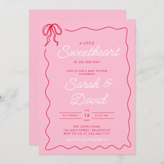 Little Sweetheart Valentijnse Baby shower Roze Roo Kaart (Voorkant / Achterkant)