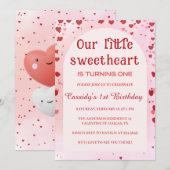 Little Sweetheart Valentijnse verjaardagsuitnodigi Kaart (Voorkant / Achterkant)