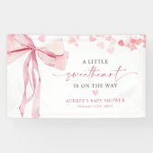 Little Sweetheart Valentijns's Pink Bow Baby showe Spandoek (Horizontaal)