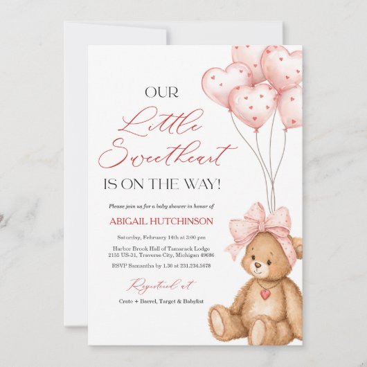 Little Sweetheart Valentine Baby Shower Kaart (Voorkant)