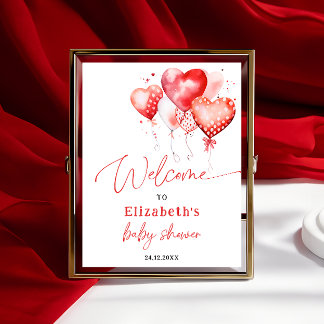 Little Sweetheart Valentine Baby Shower Welcome  Poster