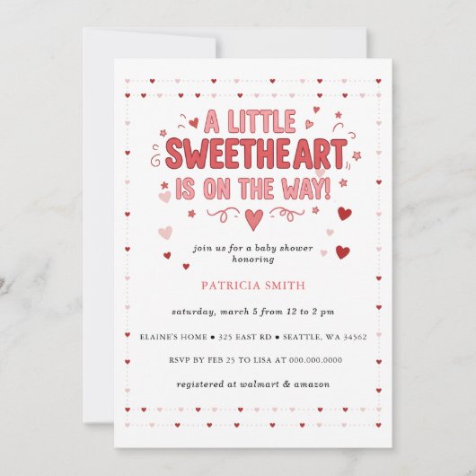 Little Sweetheart Valentines Baby Shower Kaart (Voorkant)