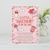 Little Sweetheart Valentines Bow Baby Shower Kaart (Staand voorkant)