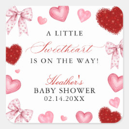 Little Sweetheart Valentines Day Baby Shower Vierkante Sticker