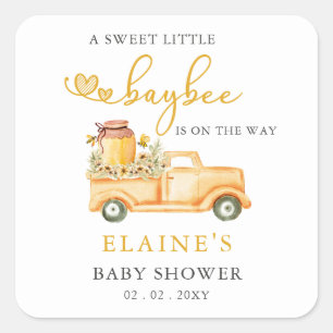 Little Sweetie is op weg naar Honeybee Baby shower Vierkante Sticker