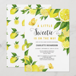 Little Sweetie Lemon Citrus Butterfly Baby shower Kaart