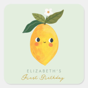 Little Sweetie Lemon eerste verjaardag Vierkante Sticker