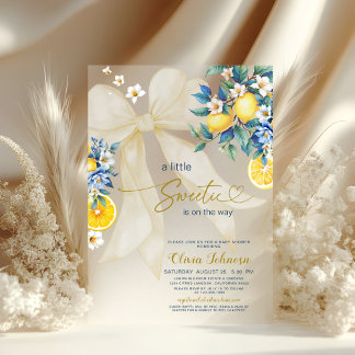 Little Sweetie Mediterraanse Citrus Baby Shower Acryl Uitnodigingen