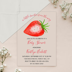 Little Sweetie Strawberry Baby shower Acryl Uitnodigingen