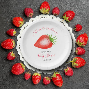 Little Sweetie Strawberry Baby shower Papieren Bordje
