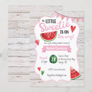 Little Sweetie Watermelon Baby shower Invitation Kaart