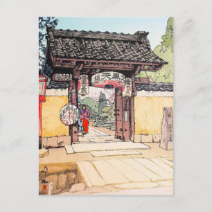Little Temple Gate Hiroshi Yoshida shin hanga Briefkaart