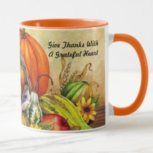Little Thanksgiving Bird Harvest Mug Cup Orange