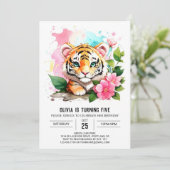 Little Tiger bewerkbare verjaardagsuitnodiging Kaart (Staand voorkant)