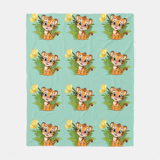  Little Tiger & Butterfly Fleece Blanket (Voorkant)