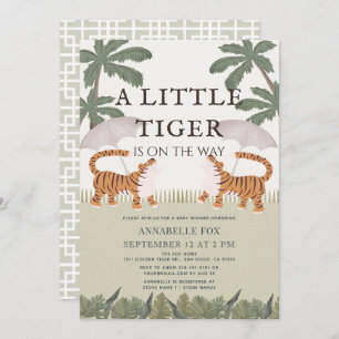 Little Tiger chinoiserie Chic Green Baby shower Kaart