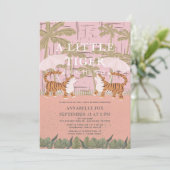 Little Tiger chinoiserie Chic Pink Baby shower Kaart (Staand voorkant)