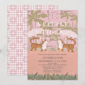 Little Tiger chinoiserie Chic Pink Baby shower Kaart (Voorkant / Achterkant)