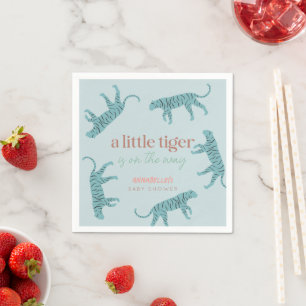 Little Tiger Modern Blue Boy Baby shower Servet